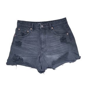 Black Denim Shorts Distressed High Waist womens size 30 Junior Size 11 NOBO